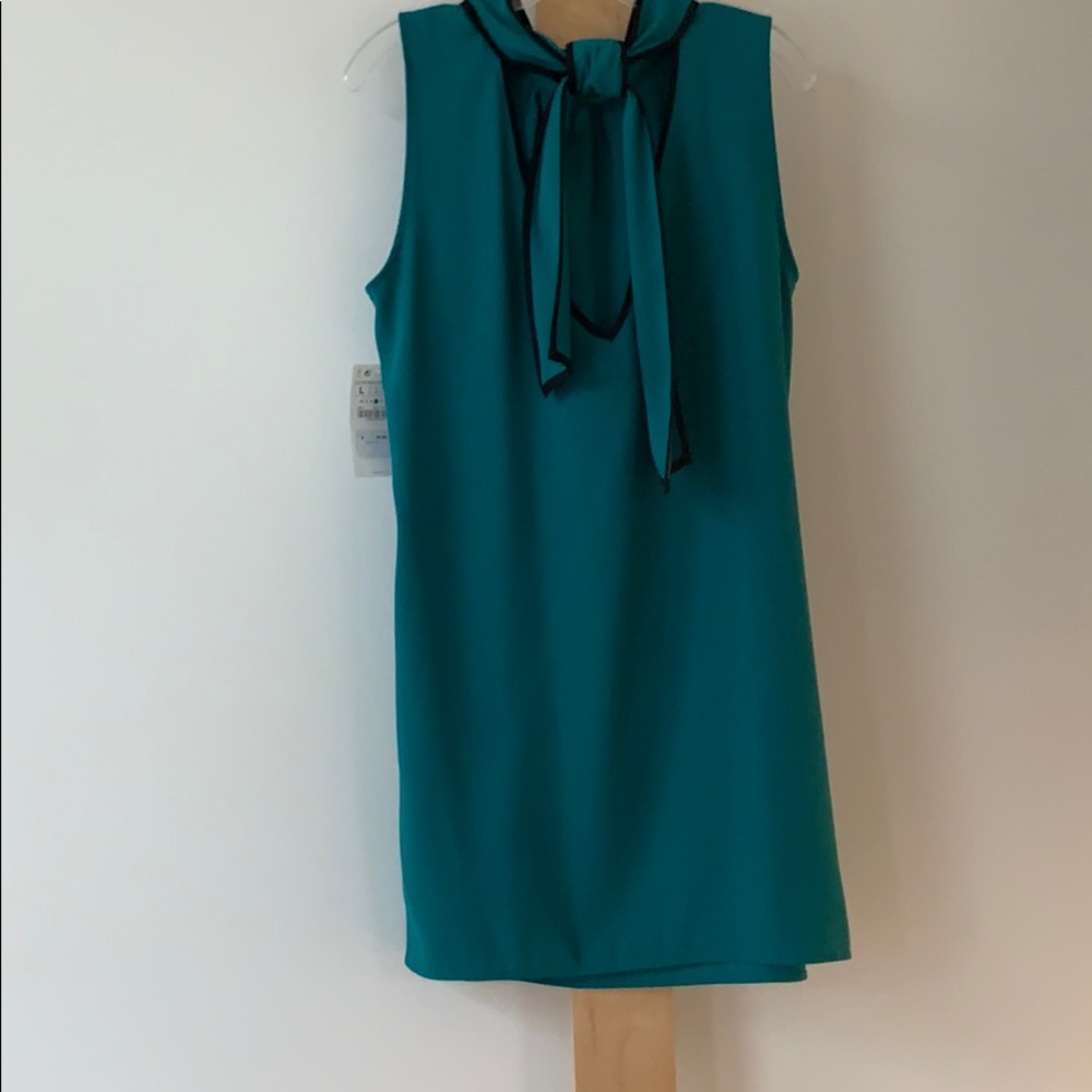 NWT Zara teal dress with tie neck detail